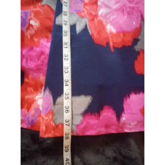 Eliza J Floral Mini Halter Dress Sz 6 Navy Pink Belted Fit In Flare Pockets - Picture 11 of 14